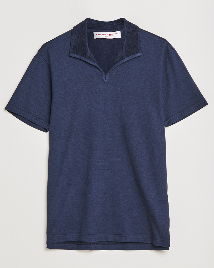 Mies | Pikeet | Orlebar Brown | Albert GD Towelling Trim Polo Night Iris