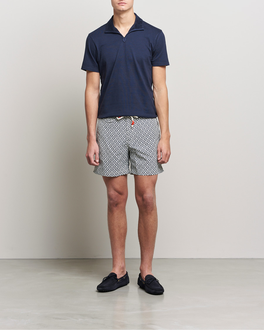 Mies | Pikeet | Orlebar Brown | Albert GD Towelling Trim Polo Night Iris