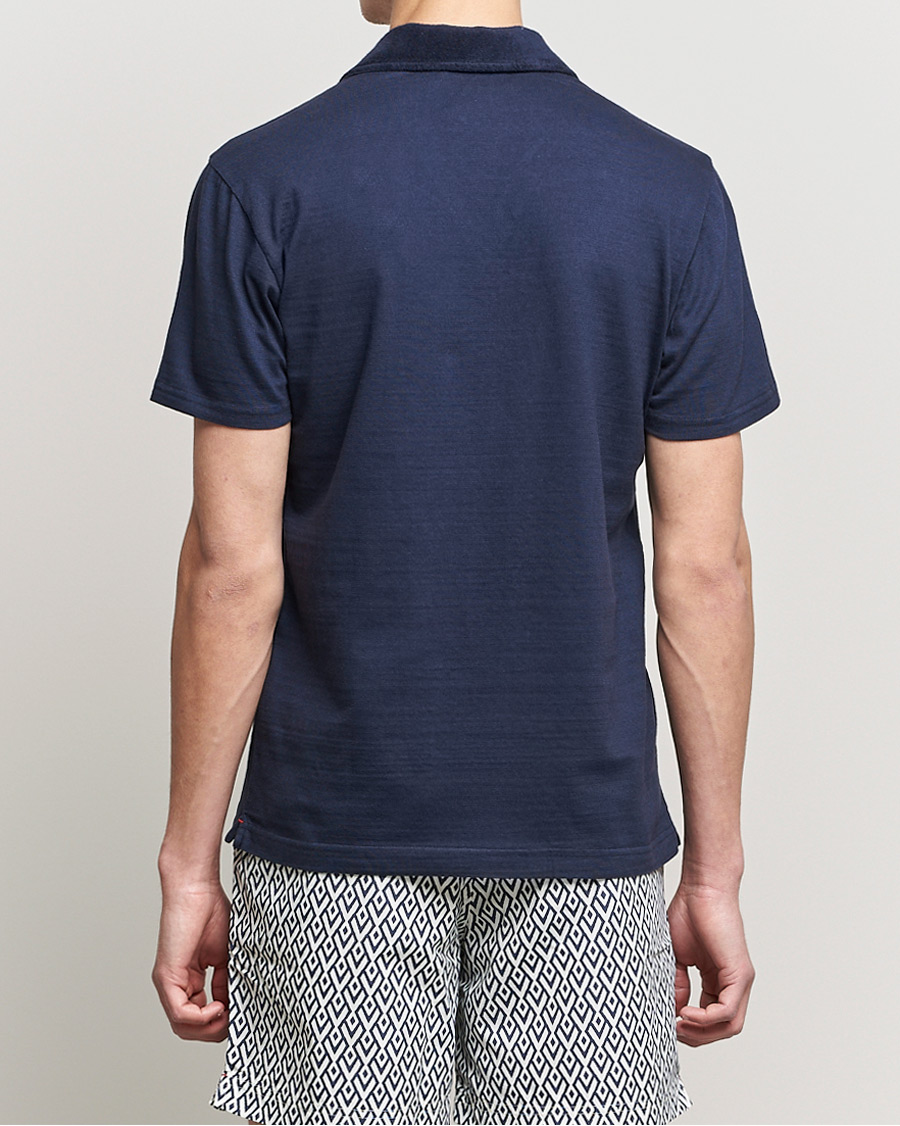 Mies | Pikeet | Orlebar Brown | Albert GD Towelling Trim Polo Night Iris