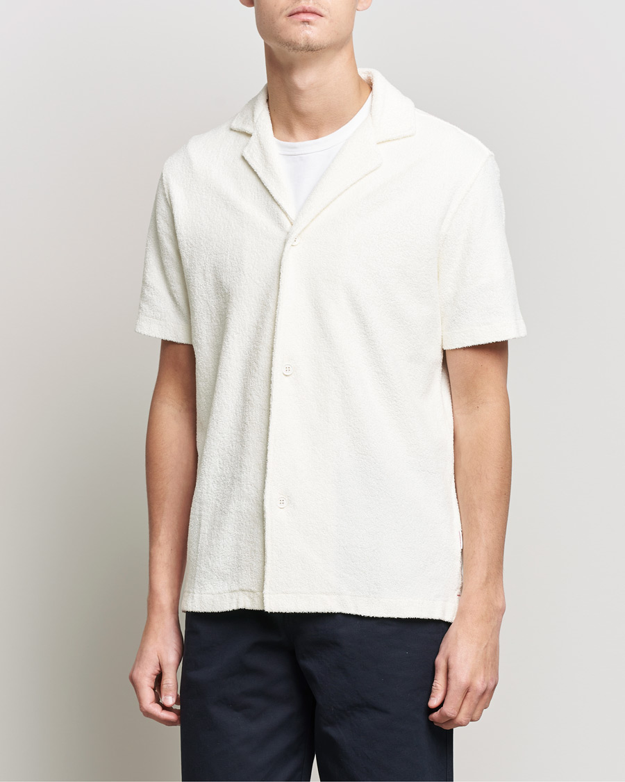 Mies | Kauluspaidat | Orlebar Brown | Howell Short Sleeve light Towelling Shirt White Sand