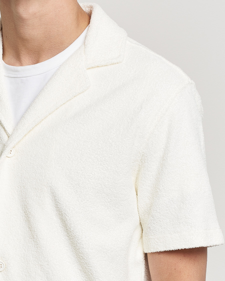 Mies | Kauluspaidat | Orlebar Brown | Howell Short Sleeve light Towelling Shirt White Sand