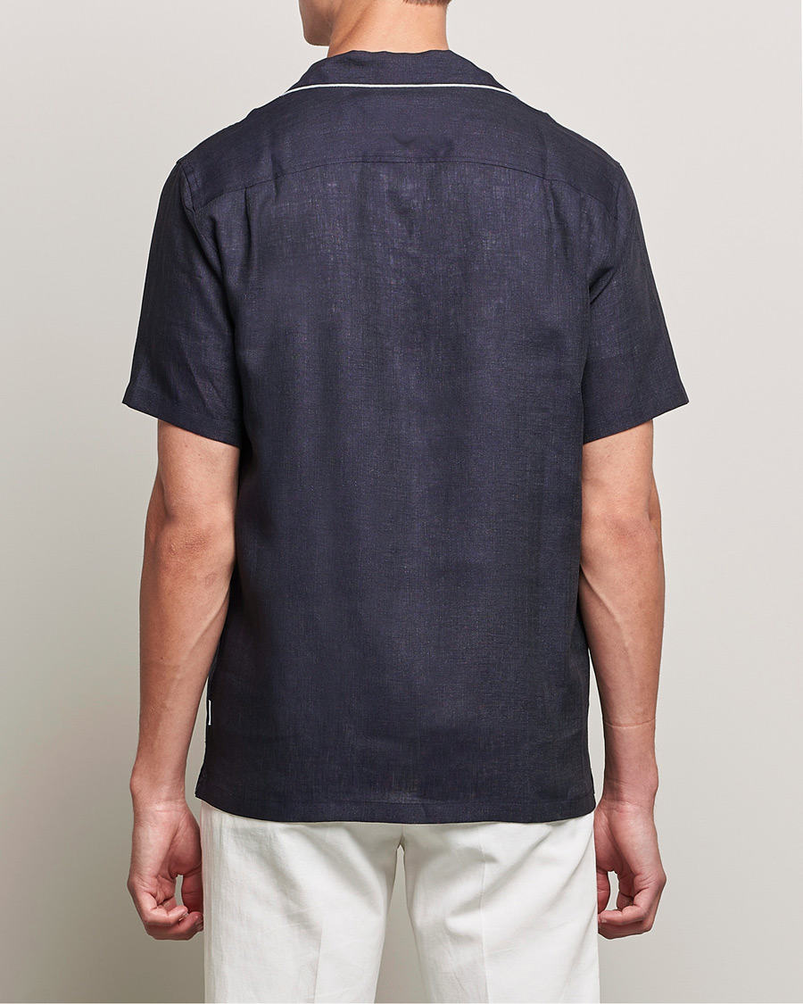 Mies | Kauluspaidat | Orlebar Brown | Hibbert Short Sleeve Linen Shirt Navy