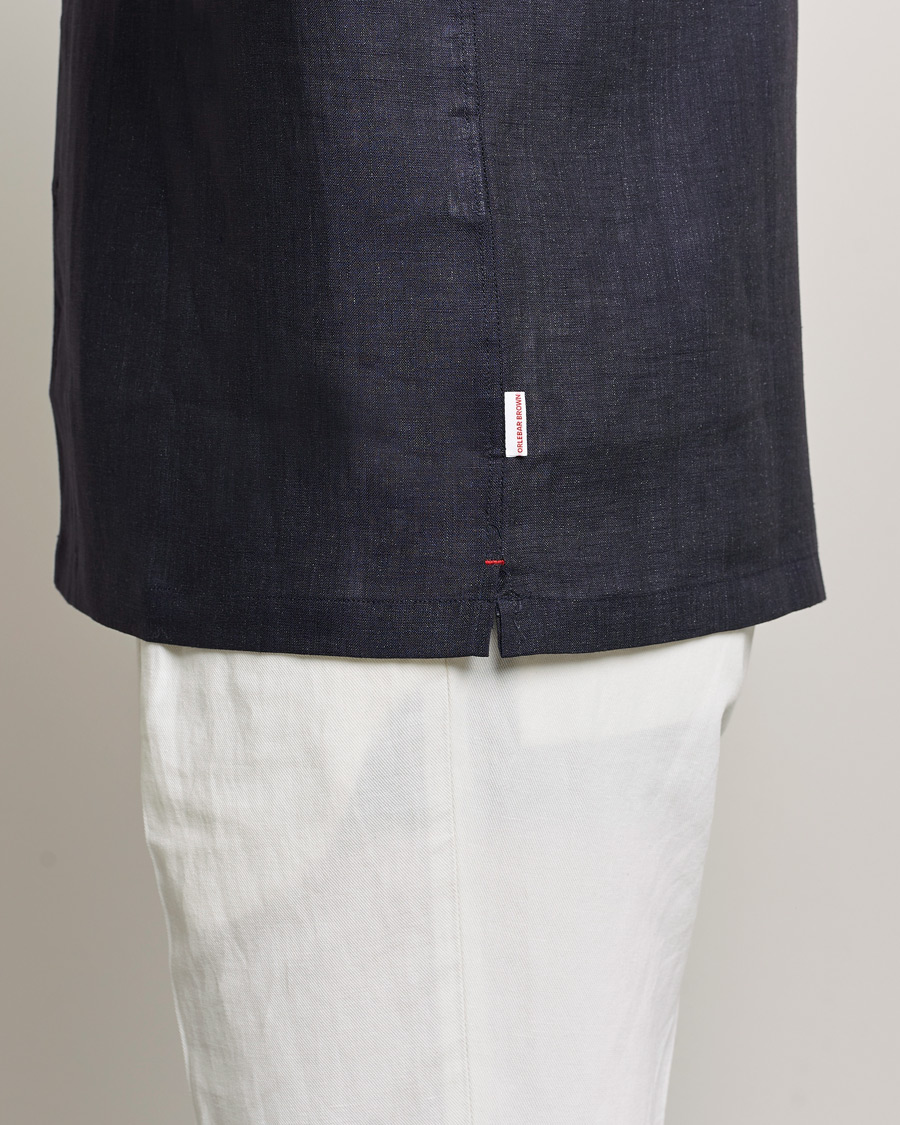 Mies | Kauluspaidat | Orlebar Brown | Hibbert Short Sleeve Linen Shirt Navy