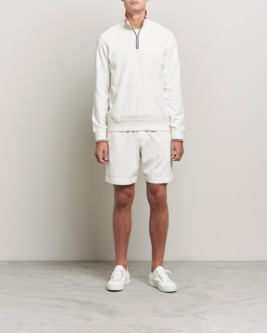 Mies | Best of British | Orlebar Brown | Afador OB Stripe Towelling Shorts White Sand