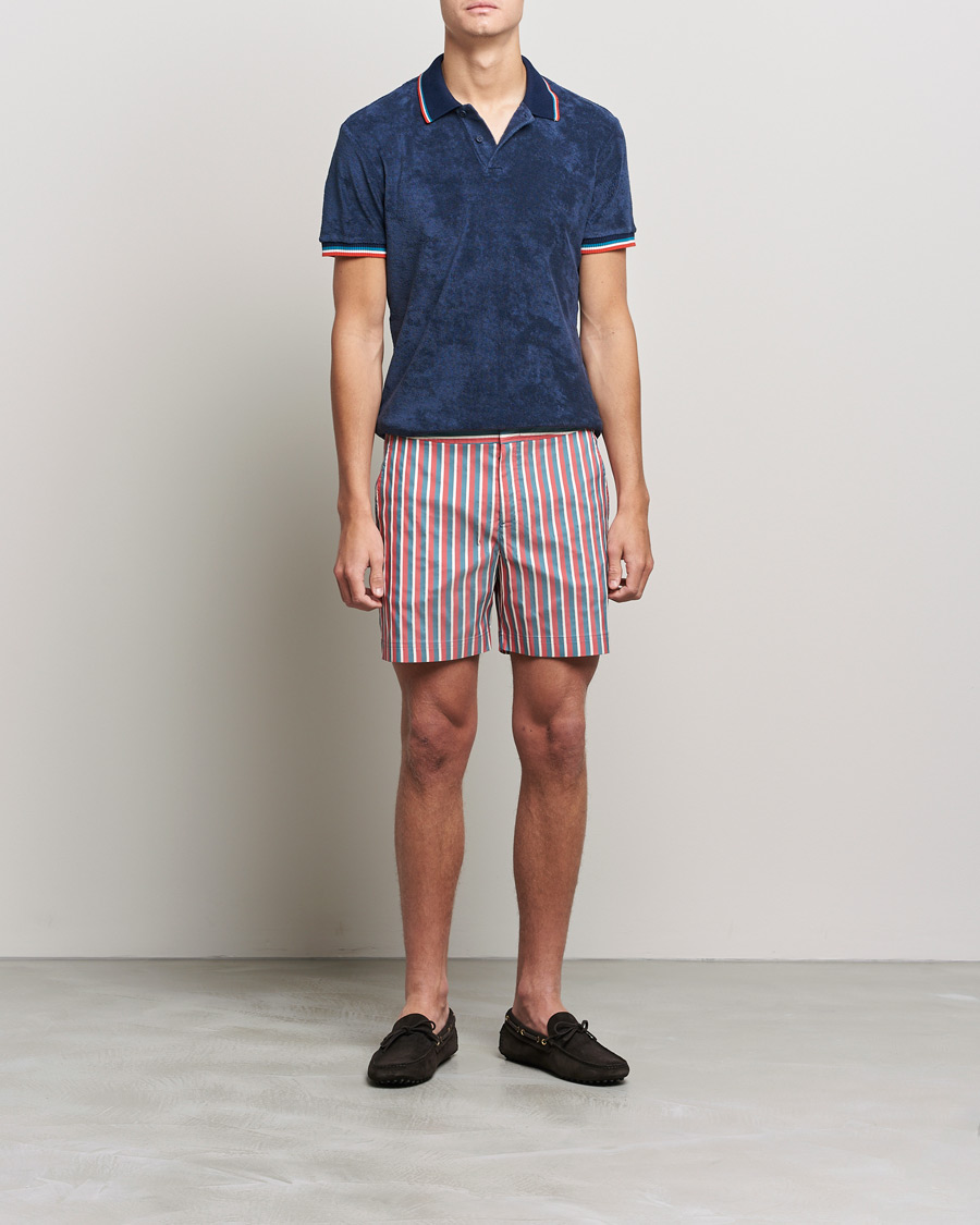 Mies | Uimahousut | Orlebar Brown | Bulldog OB Stripe Swimshorts Summer Red/Marina Aqua