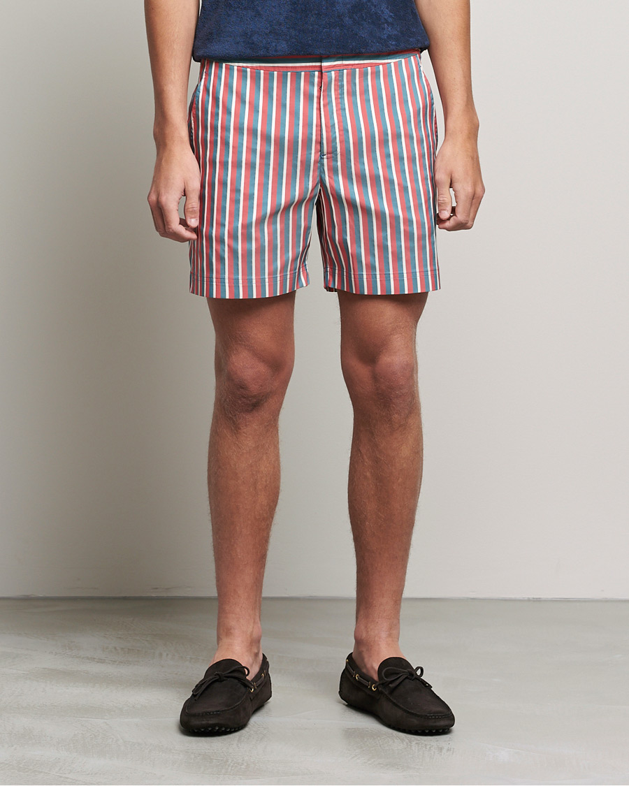 Mies | Uimahousut | Orlebar Brown | Bulldog OB Stripe Swimshorts Summer Red/Marina Aqua