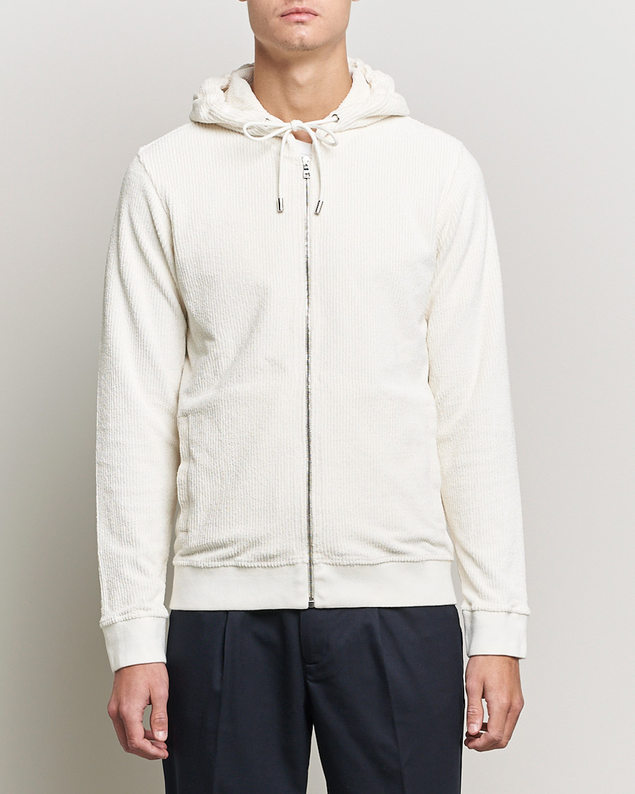 Mies | Puserot | Orlebar Brown | Matthers DN Towelling Racked Zip Hood White Sand
