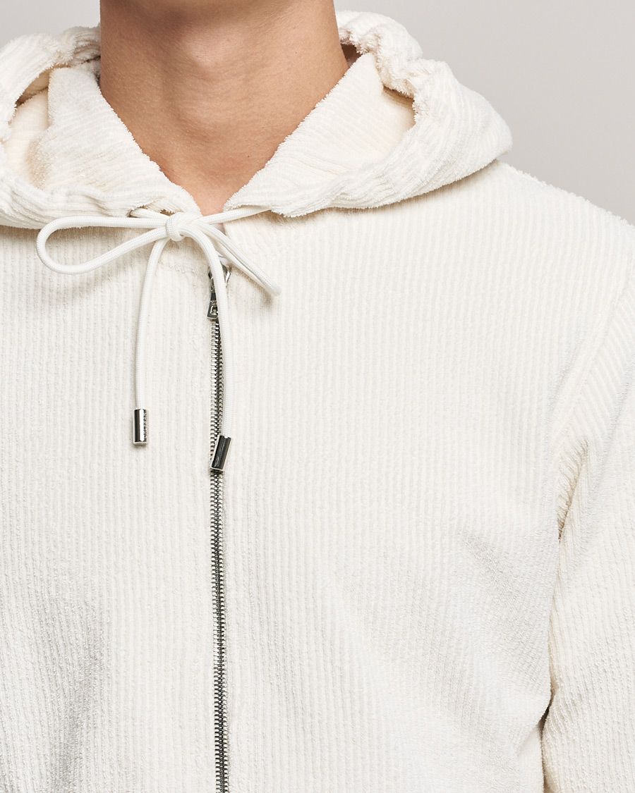 Mies | Puserot | Orlebar Brown | Matthers DN Towelling Racked Zip Hood White Sand