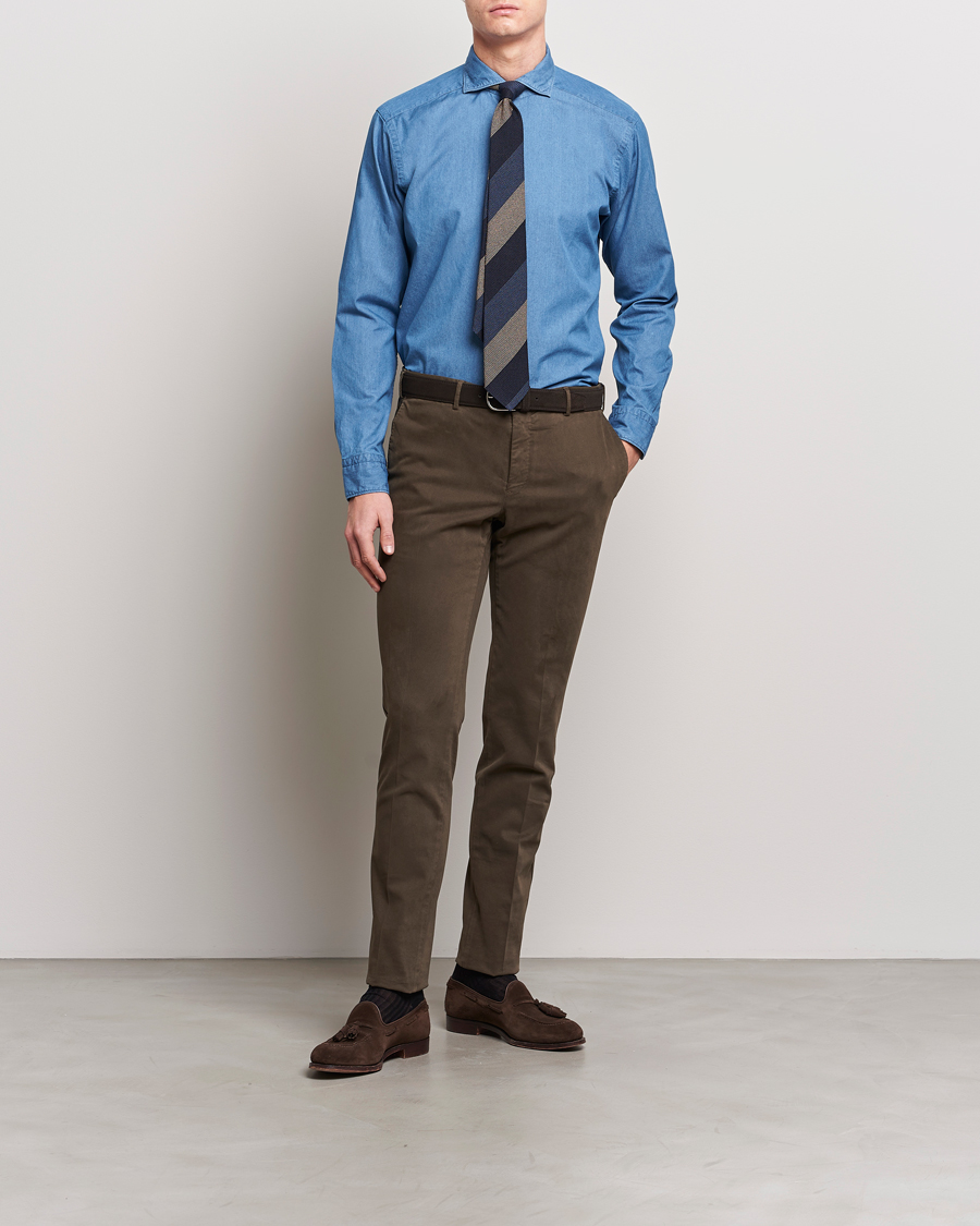 Mies |  | Eton | Lightweight Casual Fit Denim Shirt Blue