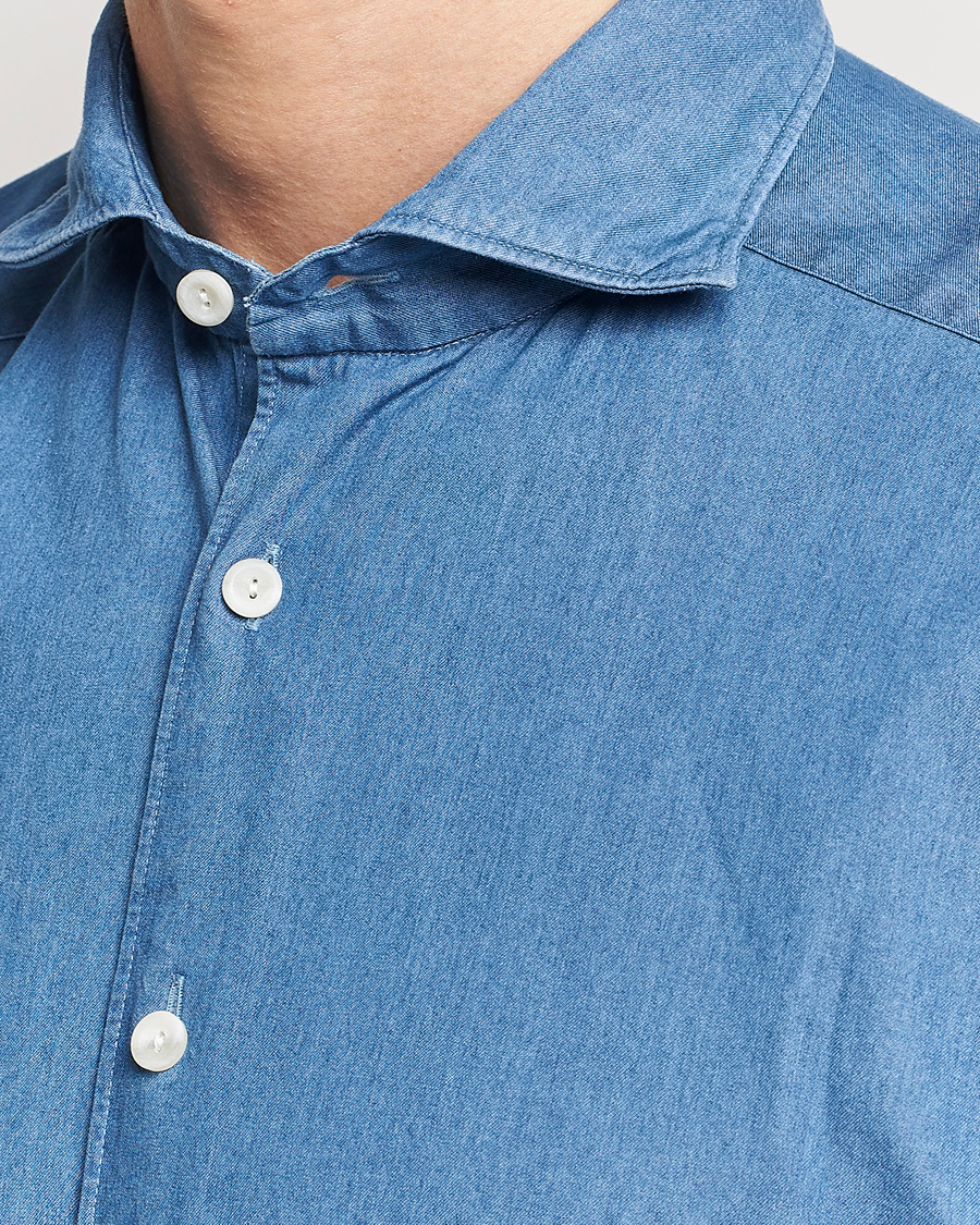 Mies | Kauluspaidat | Eton | Lightweight Casual Fit Denim Shirt Blue