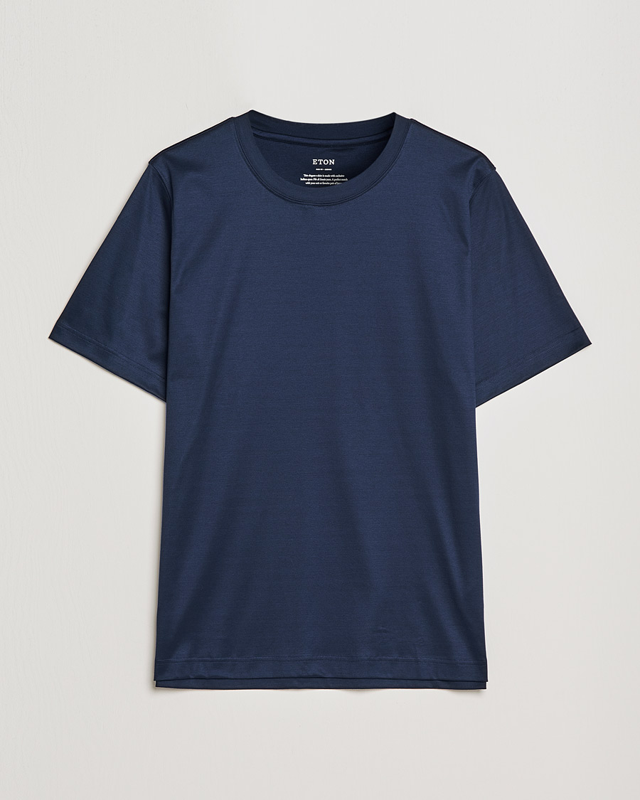 Mies | T-paidat | Eton | Filo Di Scozia Cotton T-Shirt Navy