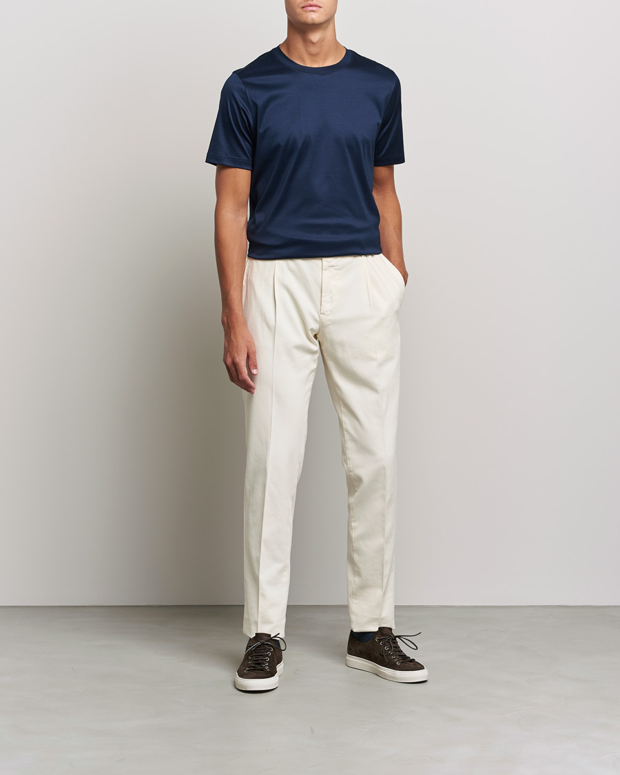 Mies | T-paidat | Eton | Filo Di Scozia Cotton T-Shirt Navy