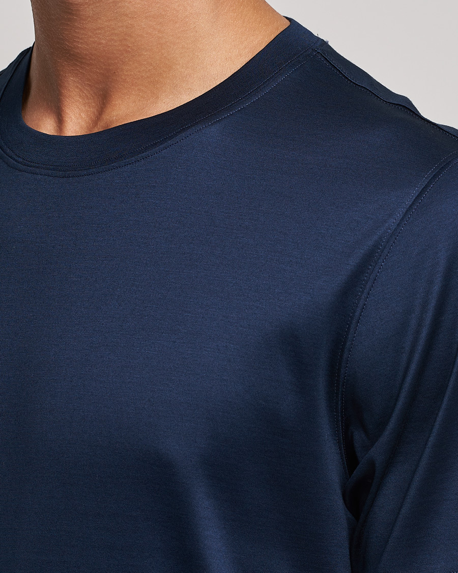 Mies | T-paidat | Eton | Filo Di Scozia Cotton T-Shirt Navy