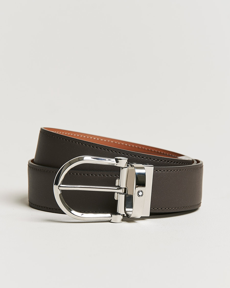 Mies | Montblanc Horseshoe Buckle 35 mm Reversible Belt Smoke/Tan | Montblanc | Horseshoe Buckle 35 mm Reversible Belt Smoke/Tan