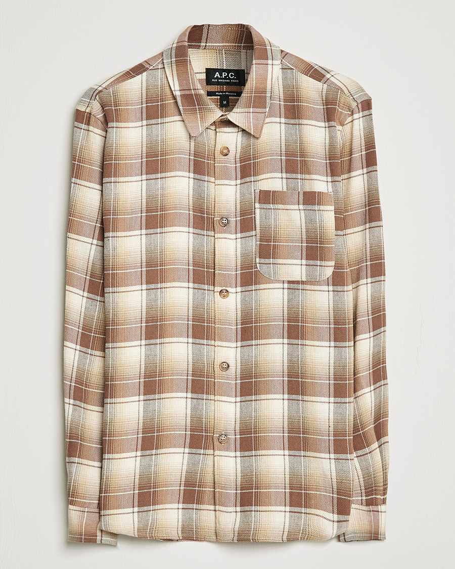 Mies | Kauluspaidat | A.P.C. | Trek Overshirt Beige Check