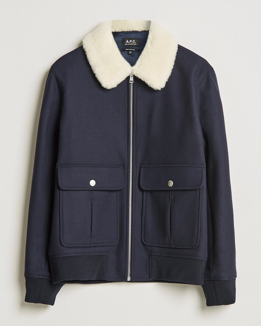 Mies | Takit | A.P.C. | Ben Shearling Bomber Jacket Navy