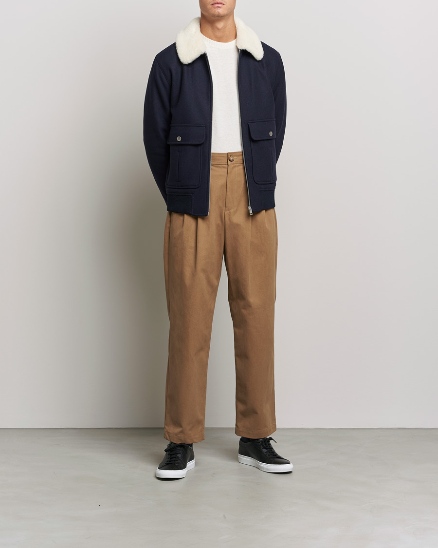Mies | Takit | A.P.C. | Ben Shearling Bomber Jacket Navy