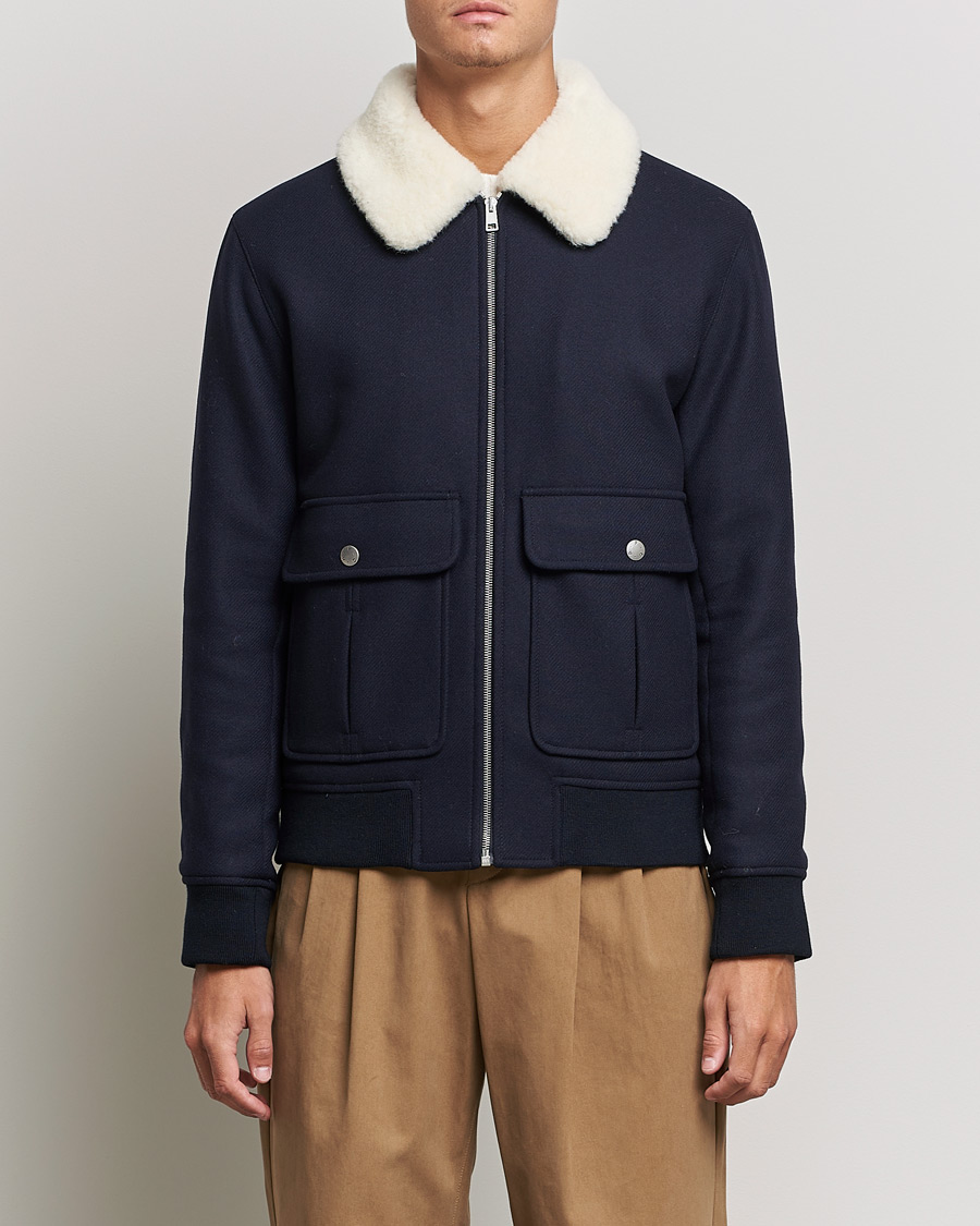 Mies | Takit | A.P.C. | Ben Shearling Bomber Jacket Navy
