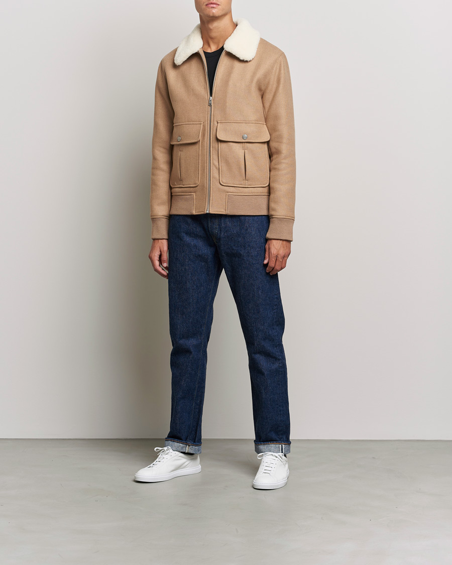 Mies |  | A.P.C. | Ben Shearling Bomber Jacket Beige