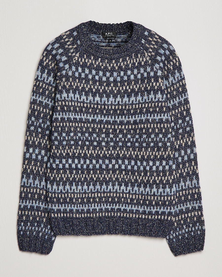 Mies | Puserot | A.P.C. | Leonard Jacquard Pullover Blue Heather