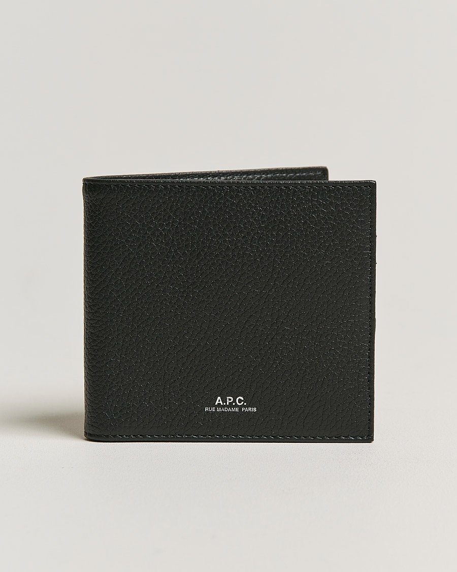 Mies | A.P.C. Grain Leather Wallet Black | A.P.C. | Grain Leather Wallet Black