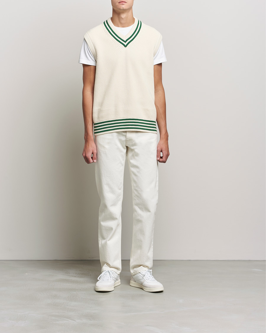 Mies | Puserot | GANT | Ribbed Cricket Knitted Slipover Creme