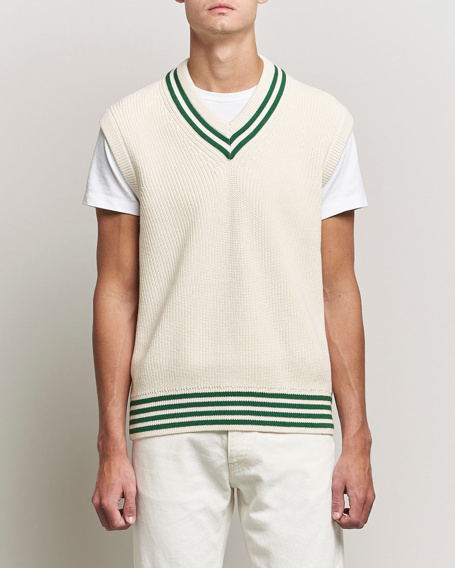 Mies | Puserot | GANT | Ribbed Cricket Knitted Slipover Creme