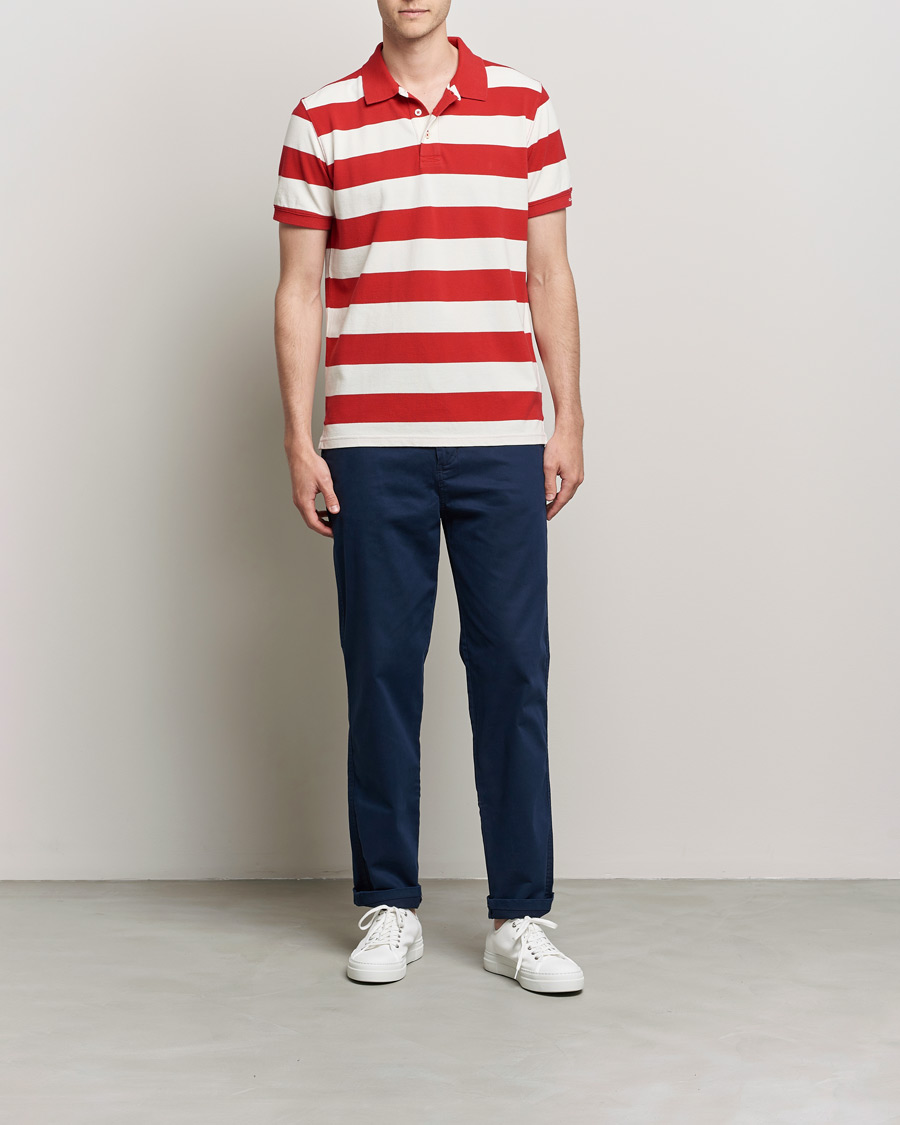 Mies | Preppy Authentic | GANT | Barstriped Polo Red/White