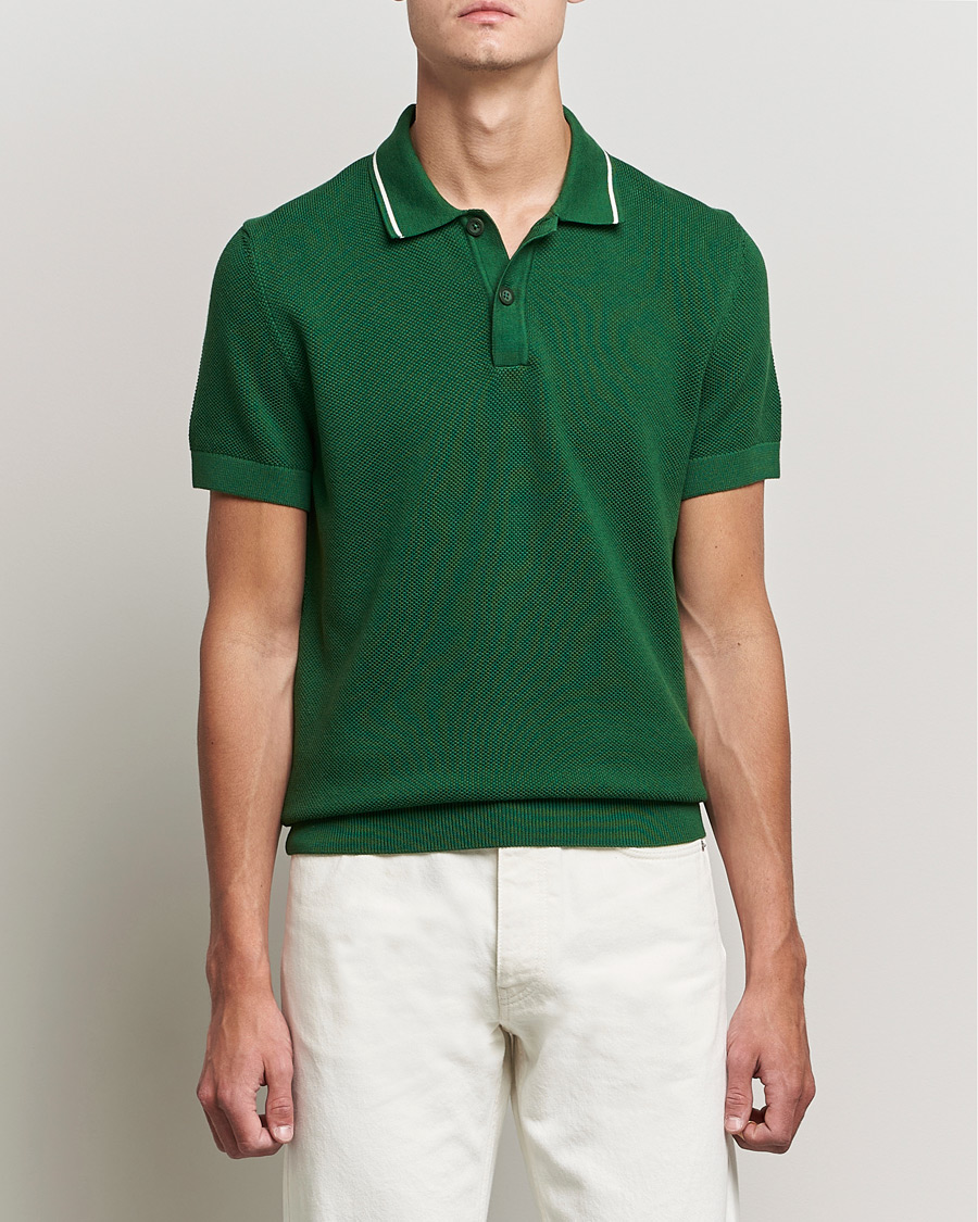 Mies | Pikeet | GANT | Textured Knitted Polo Forest Green