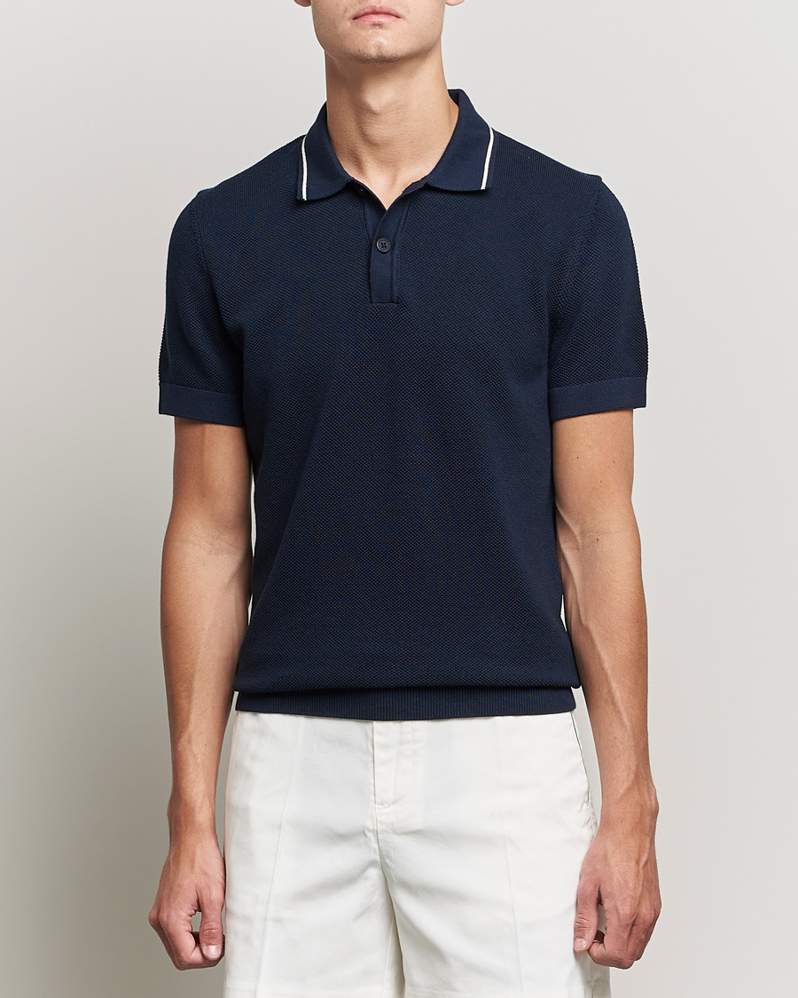 Mies |  | GANT | Textured Knitted Polo Evening Blue