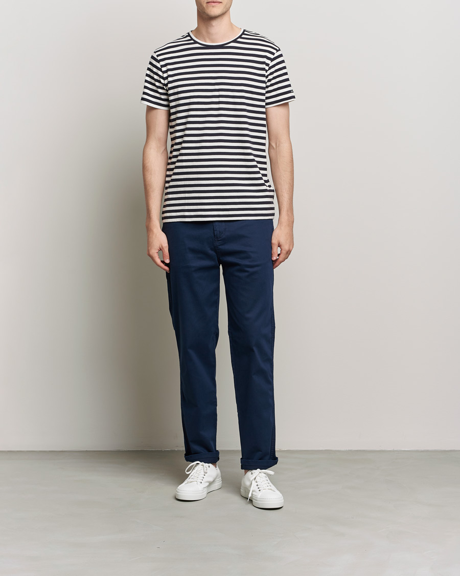 Mies | T-paidat | GANT | Striped Crew Neck Tee Evening Blue