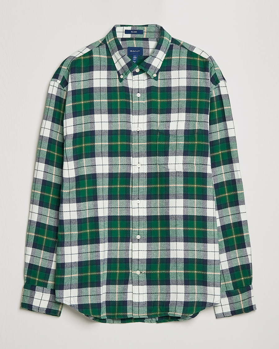 Miehet |  | GANT | Relaxed Textured Checked Shirt Forest Green