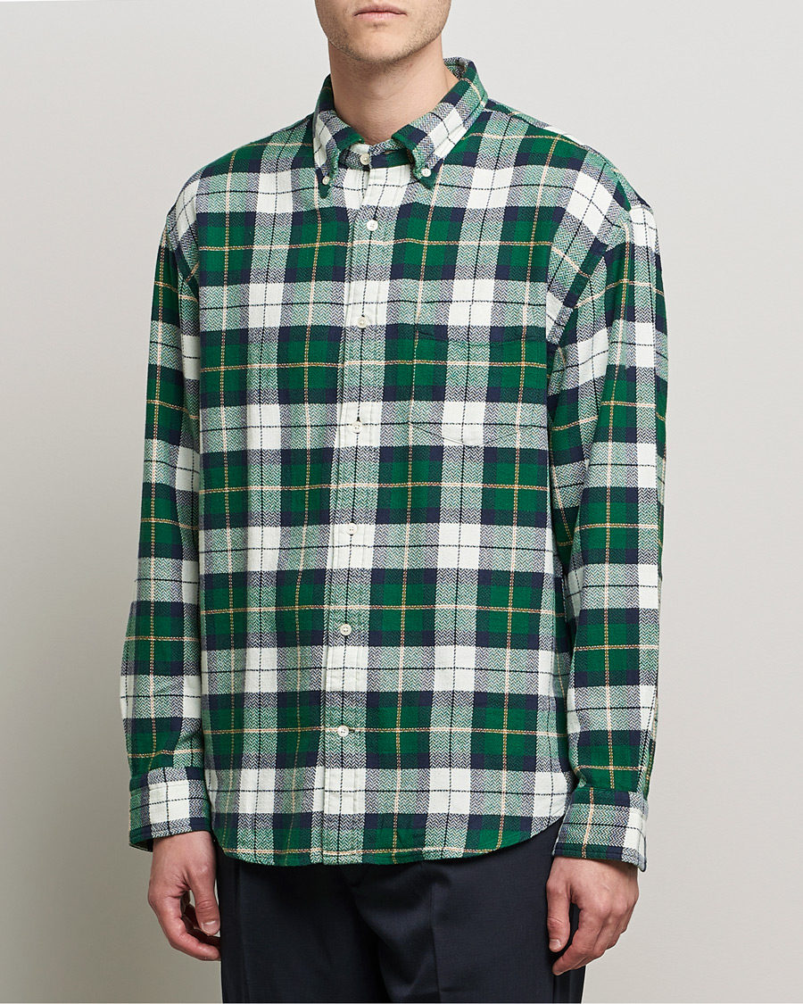 Mies | Kauluspaidat | GANT | Relaxed Textured Checked Shirt Forest Green