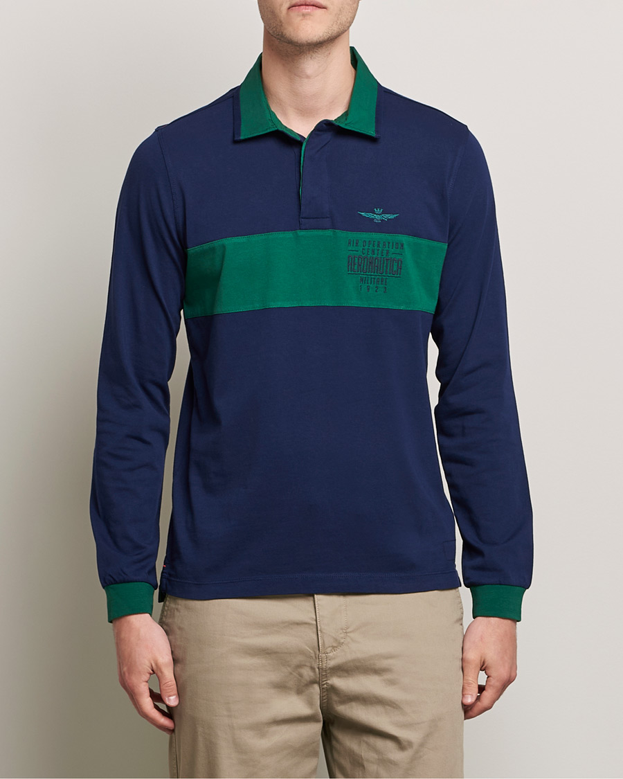 Mies | Puserot | Aeronautica Militare | Long Sleeve Polo Blu Navy