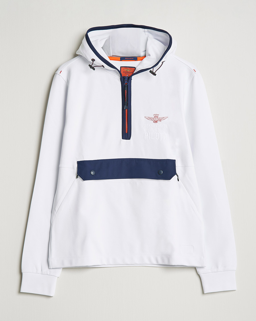 Mies | Puserot | Aeronautica Militare | Half Zip Hoodie Off White