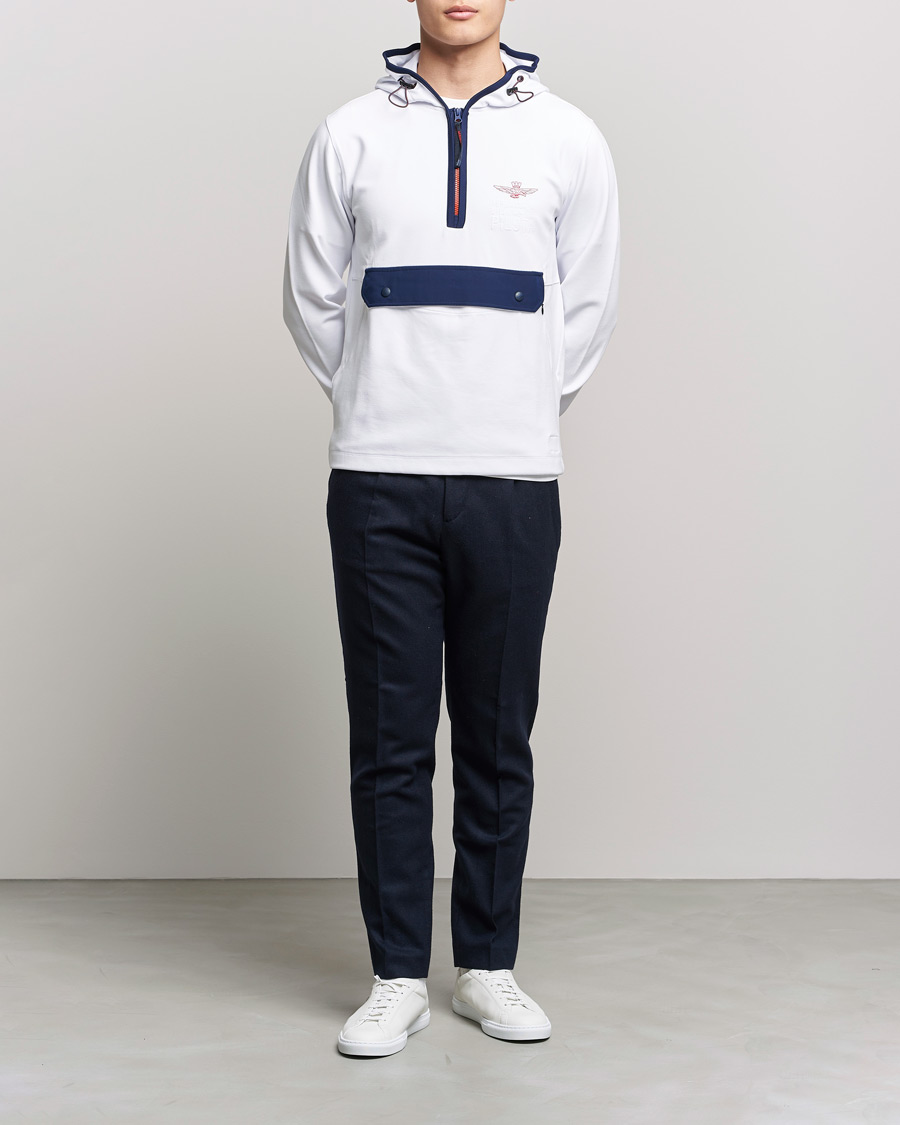 Mies | Puserot | Aeronautica Militare | Half Zip Hoodie Off White