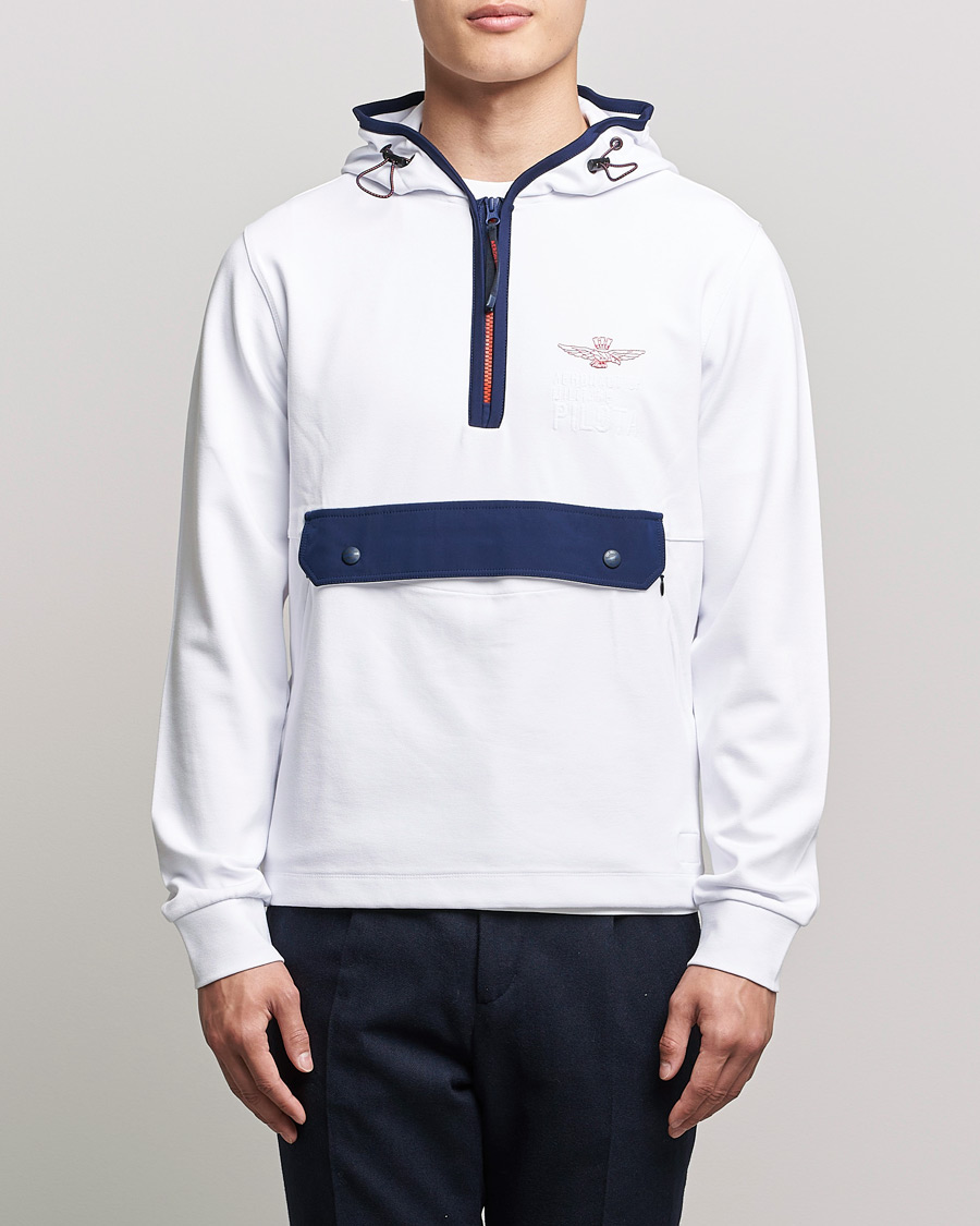 Mies | Puserot | Aeronautica Militare | Half Zip Hoodie Off White