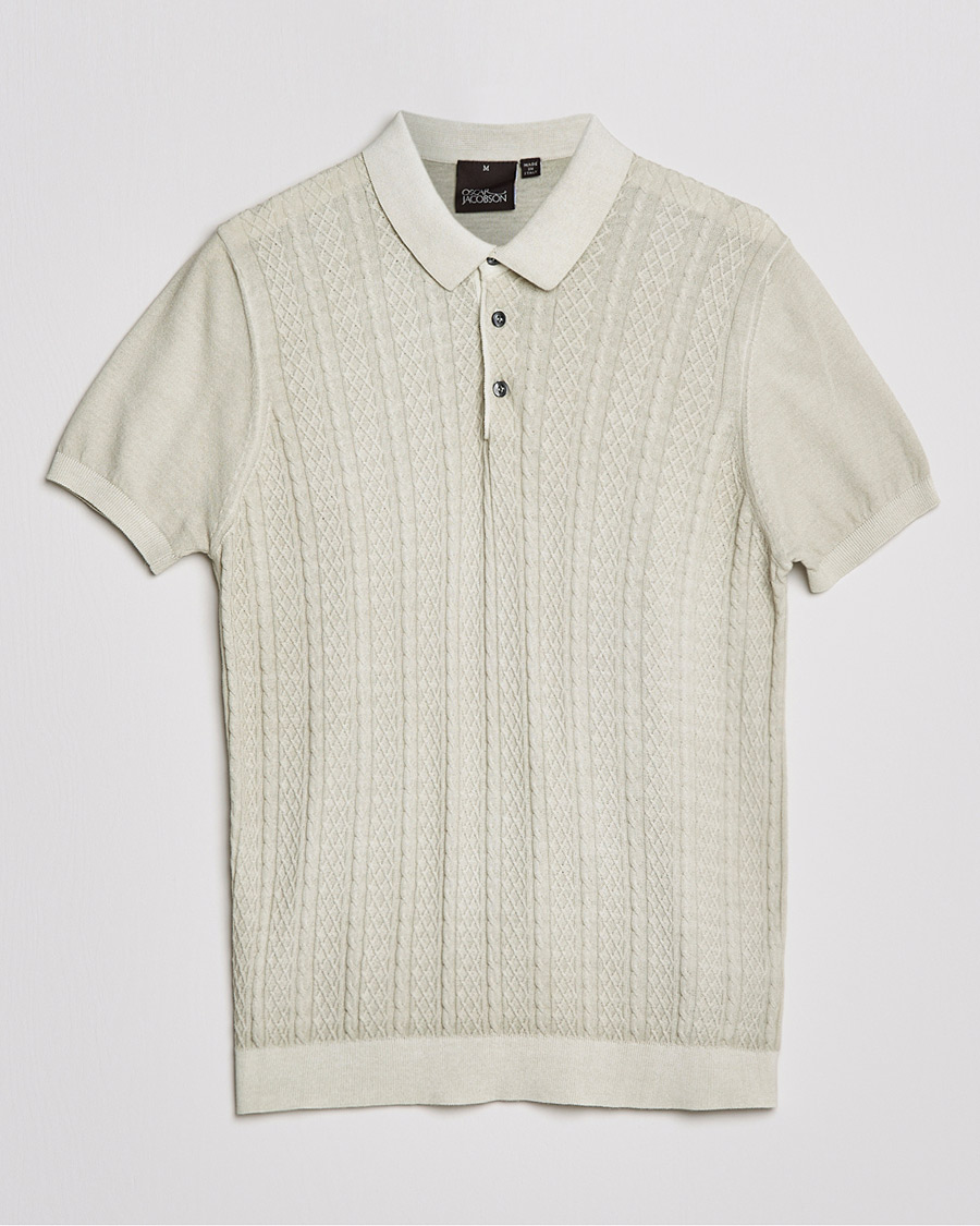 Miehet |  | Oscar Jacobson | Bard Knitted Cotton Crepe Polo Creme