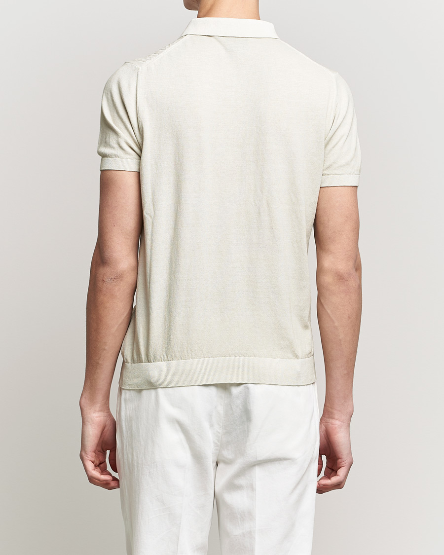 Mies | Pikeet | Oscar Jacobson | Bard Knitted Cotton Crepe Polo Creme