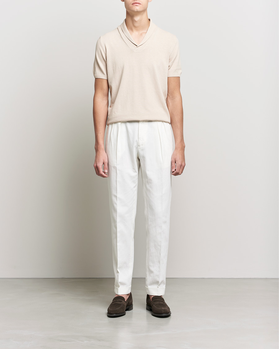 Mies | Alennusmyynti vaatteet | Oscar Jacobson | Rollo GD Shawl Collar Cotton Polo Beige