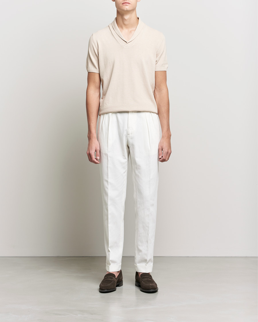 Mies | Pikeet | Oscar Jacobson | Rollo GD Shawl Collar Cotton Polo Beige