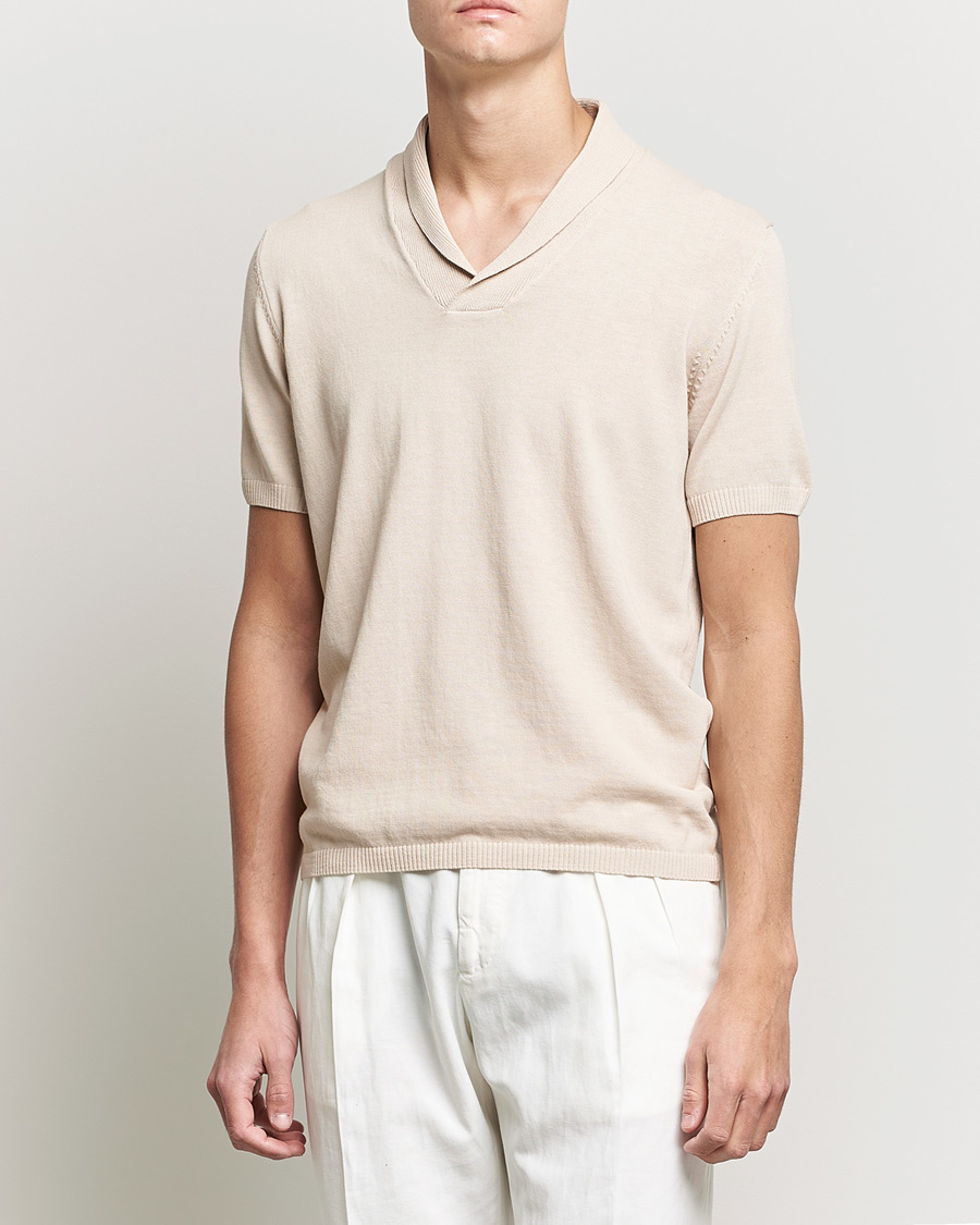 Mies | Pikeet | Oscar Jacobson | Rollo GD Shawl Collar Cotton Polo Beige