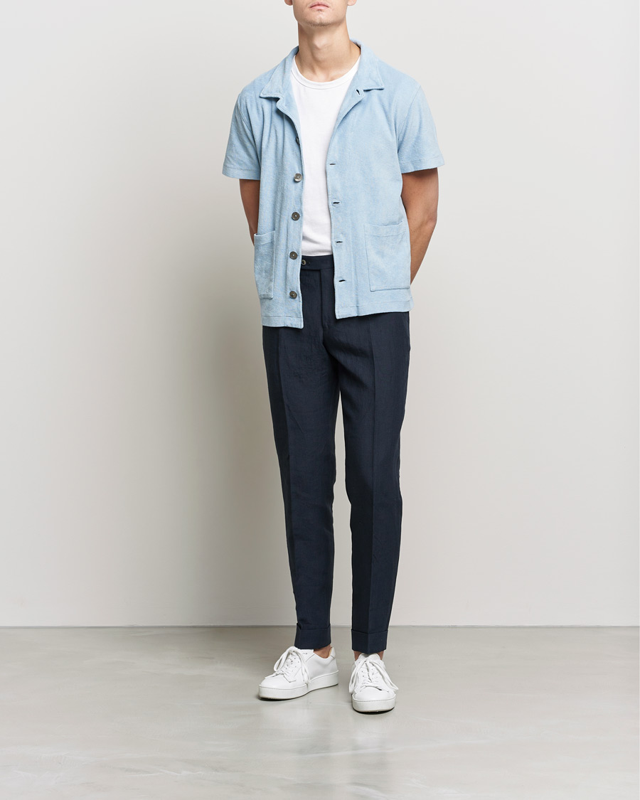Mies | Alennusmyynti vaatteet | Oscar Jacobson | Alwin Terry Short Sleeve Safari Polo Smog Blue