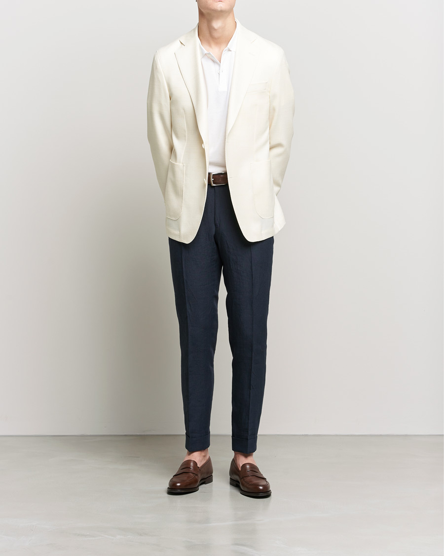 Mies | Pikkutakit | Oscar Jacobson | Ferry Merino/Silk Patch Pocket Blazer Creme