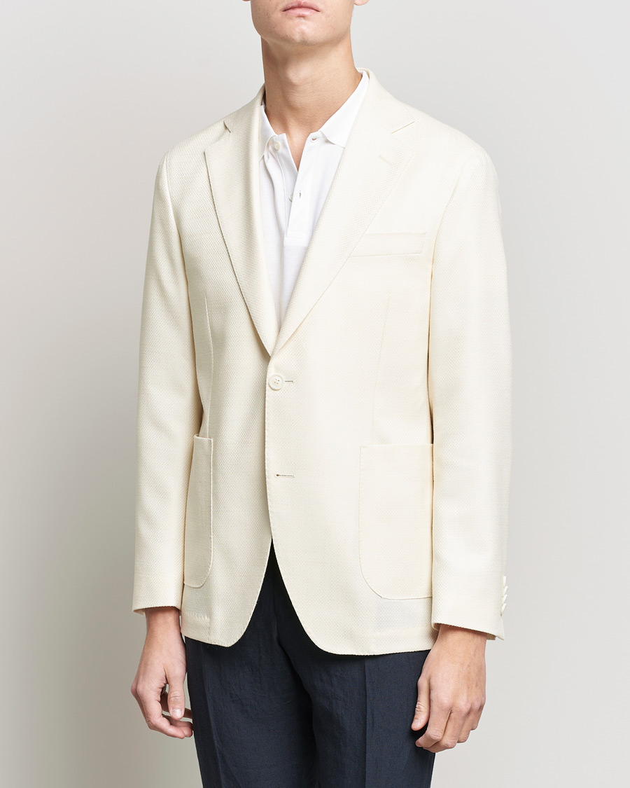 Mies | Pikkutakit | Oscar Jacobson | Ferry Merino/Silk Patch Pocket Blazer Creme