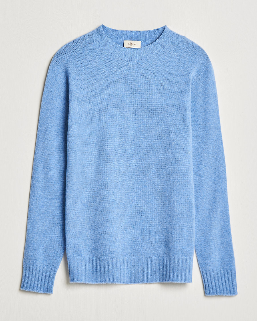Mies | Puserot | Altea | Wool/Cashmere Crew Neck Sweater Light Blue