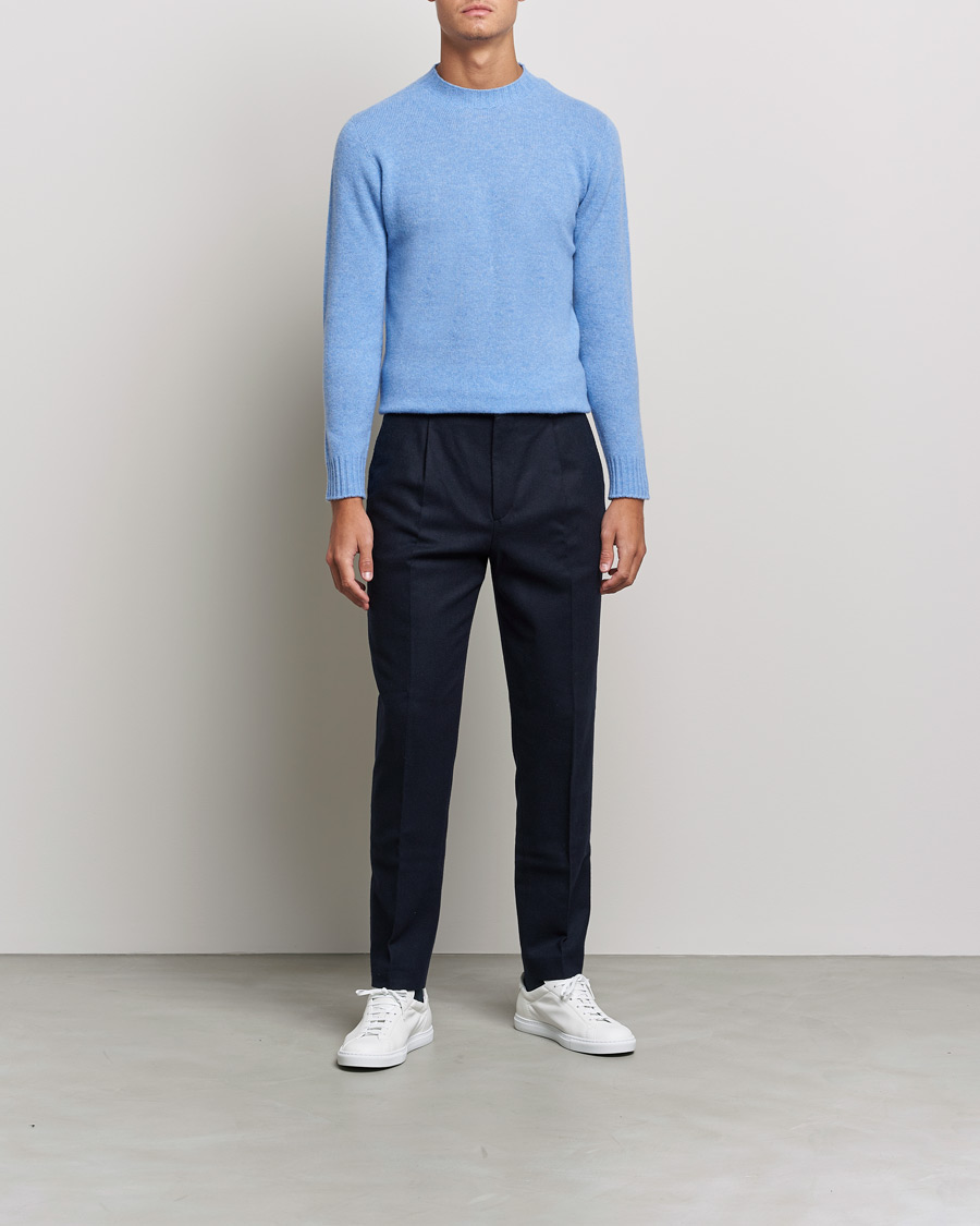 Mies | Puserot | Altea | Wool/Cashmere Crew Neck Sweater Light Blue