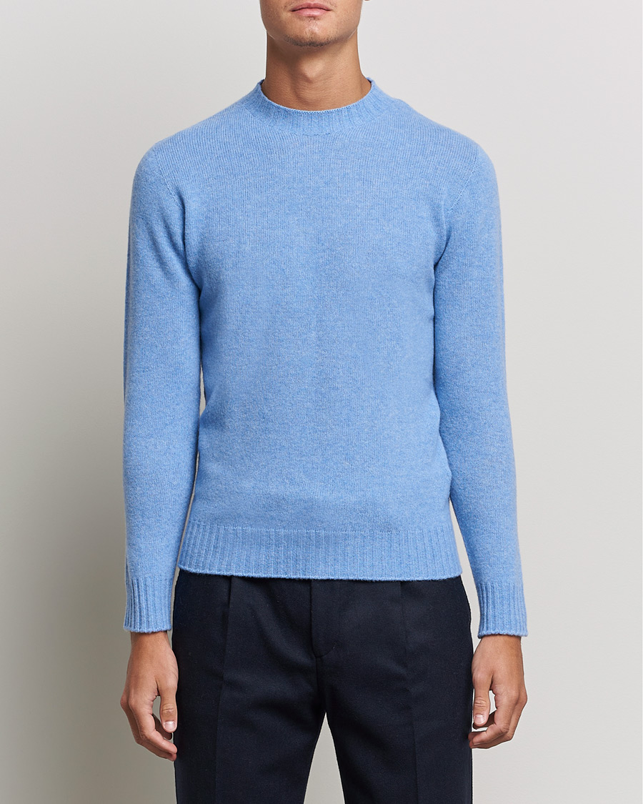 Mies | Italian Department | Altea | Wool/Cashmere Crew Neck Sweater Light Blue