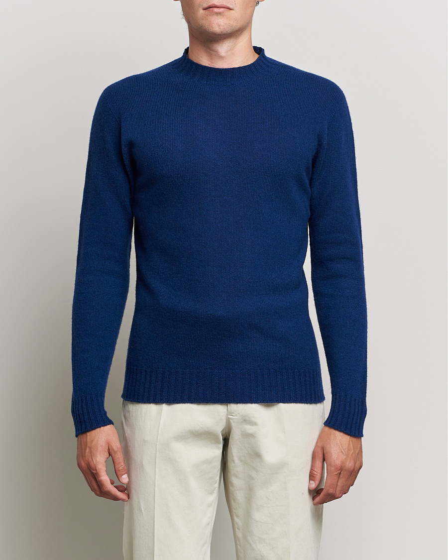 Mies | Italian Department | Altea | Wool/Cashmere Crew Neck Sweater Open Blue