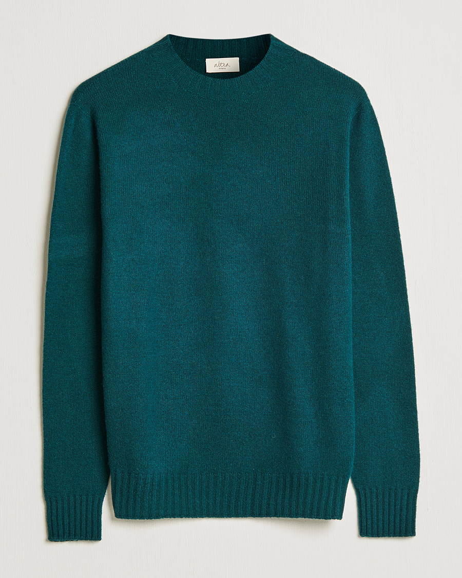 Mies | Puserot | Altea | Wool/Cashmere Crew Neck Sweater Bottle Green